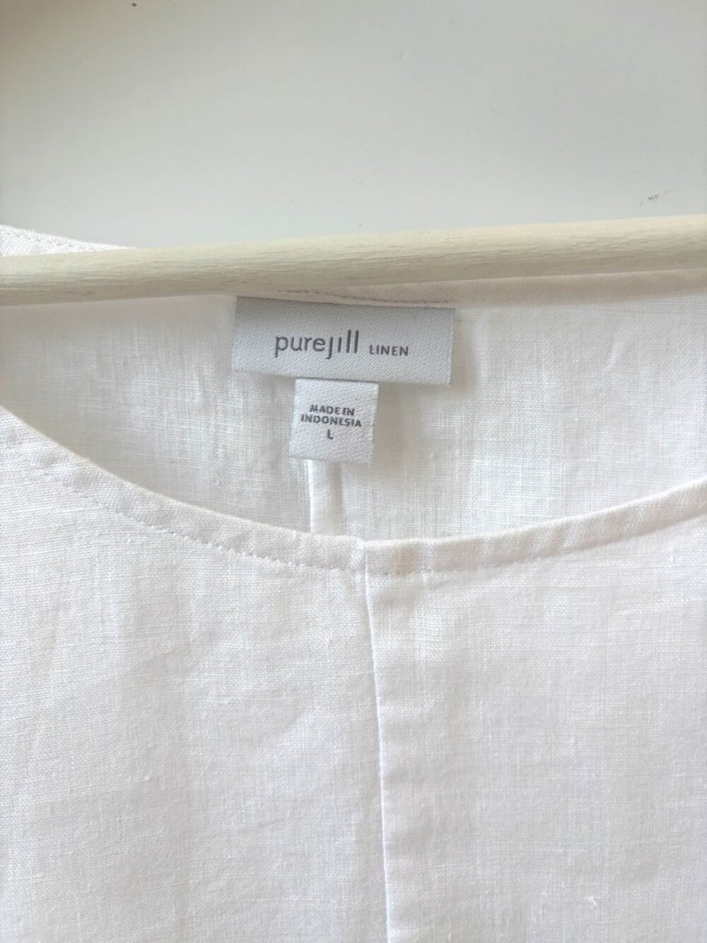 J Jill Pure Jill, 100% linen top in white, cuffed short sleeve, boxy fit, Size L - Picture 6 of 6